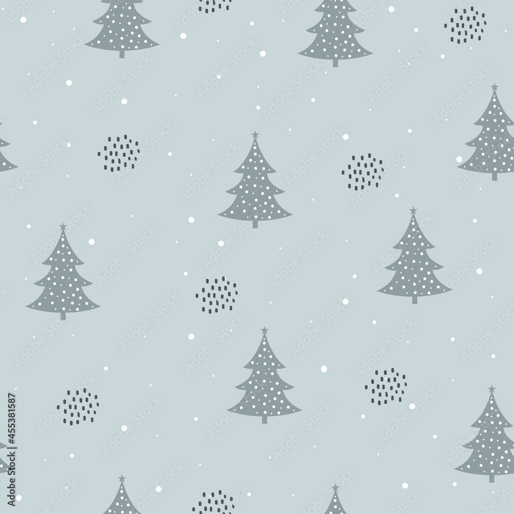 Winter Forest Seamless Pattern design for background, wallpaper, clothing, wrapping, fabric