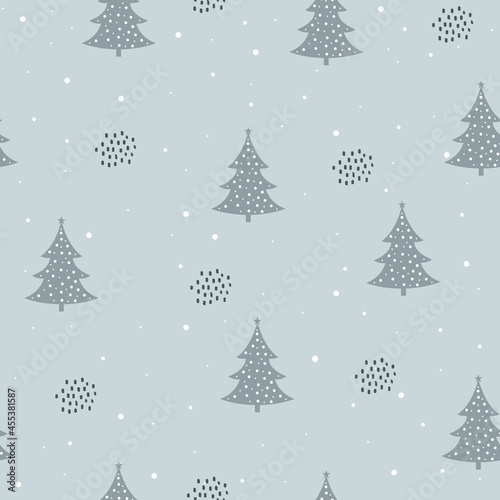 Winter Forest Seamless Pattern design for background, wallpaper, clothing, wrapping, fabric © LindaAyu