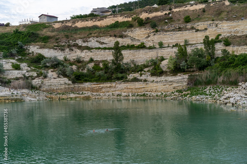 Landscape with St. Klimentovsky Lake in Inkerman, Crimea photo