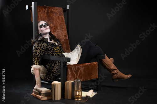 Photography Young teenage girl dressed up for halloween as pirate ghost, wearing a victorian