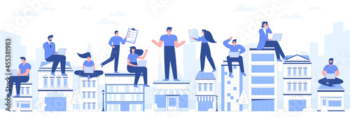 Distant work concept Global outsourcing people