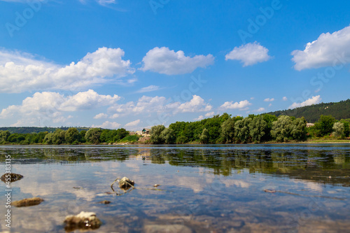 Wide river. Eastern european background with copy space for text or lettering. Ideal for fishing and rafting. photo