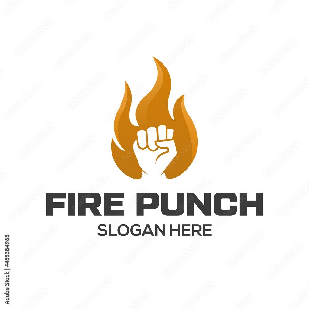 Fire fist logo design. Fire and punch logo combination Fire fist logo design. Fire and punch logo combination
