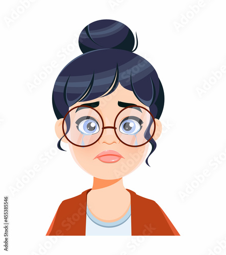 Face expression of beautiful woman, crying