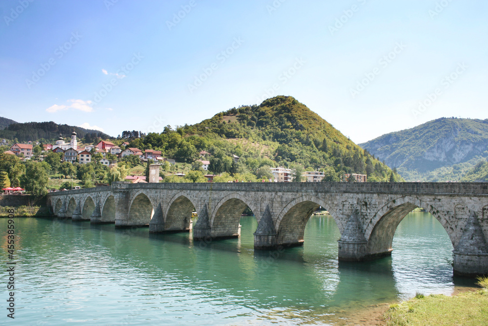 Old stone bridge in Visegrad, built in 1571 by Mehmed Pasha Sokolovic, Bosnia and Herzegovina