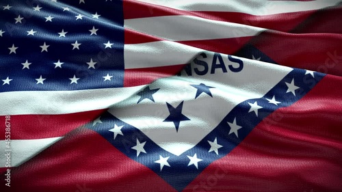 aaaaa Flag and United Stats of America flag waving with texture Closeup Double flag photo