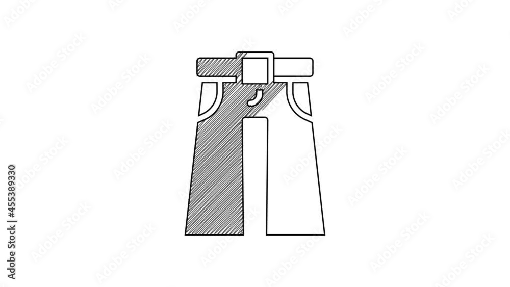 Black line Jeans wide icon isolated on white background. 4K Video motion graphic animation