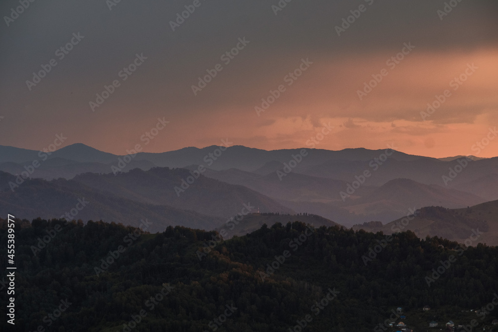 Sunset view of the mountains from the observation deck on Mount Tugaya