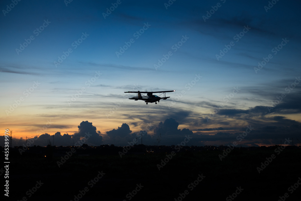 plane at sunset