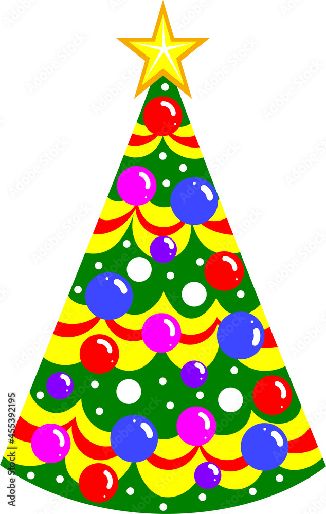 カラフルな飾りつけのクリスマスツリー カラフルな飾りつけのクリスマスツリー