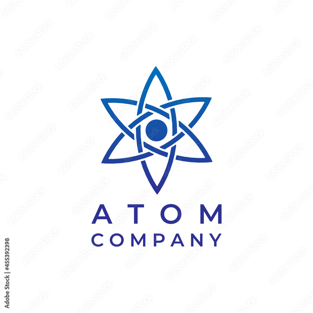 atomic flower logo in line art style Stock Vector | Adobe Stock