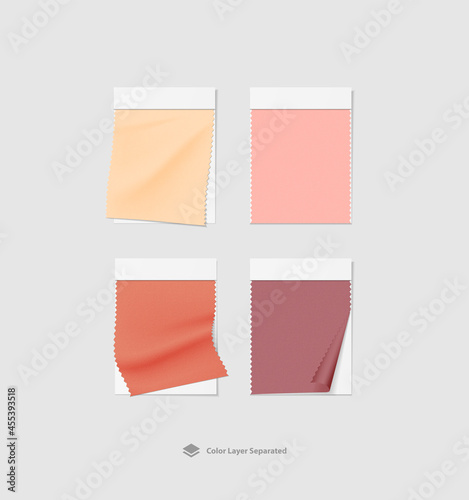 Realistic fabric color swatches mockup for branding, fashion, clothing, garment, mood board color showcase. photo
