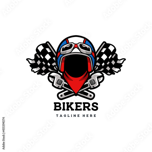 biker club vintage badge emblem helmet motor motorbike retro