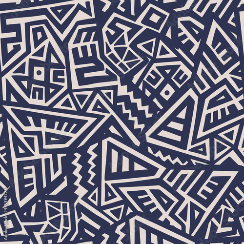 Unique Geometric Vector Seamless Pattern made in ethnic style. Aztec textile print. African traditional design. Creative boho pattern. Perfect for site backgrounds, wrapping paper and fabric design.