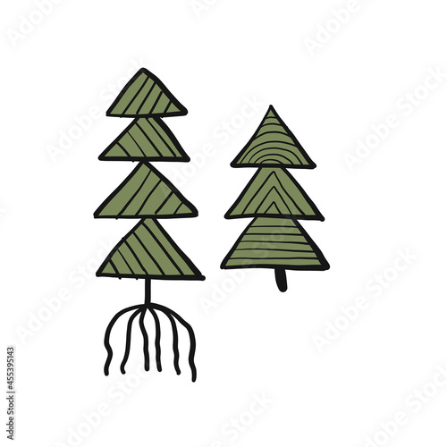 Pine with roots. Abstract ecology logo for your design