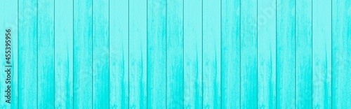 Panorama of Old pastel blue vintage wooden wall pattern and seamless background