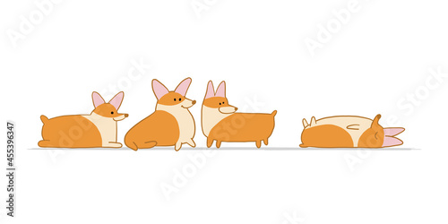 Corgi dogs family. Funny Puppy. Sketch for your design