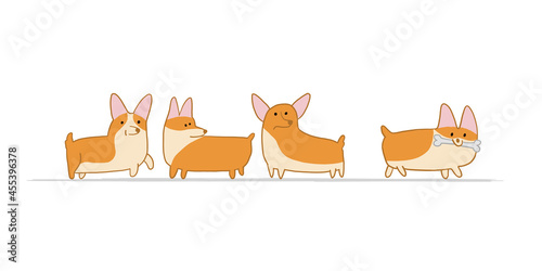 Corgi dogs family. Funny Puppy. Sketch for your design