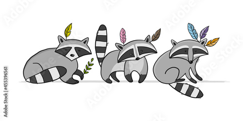 Racoons Family. Funny Characters for your design