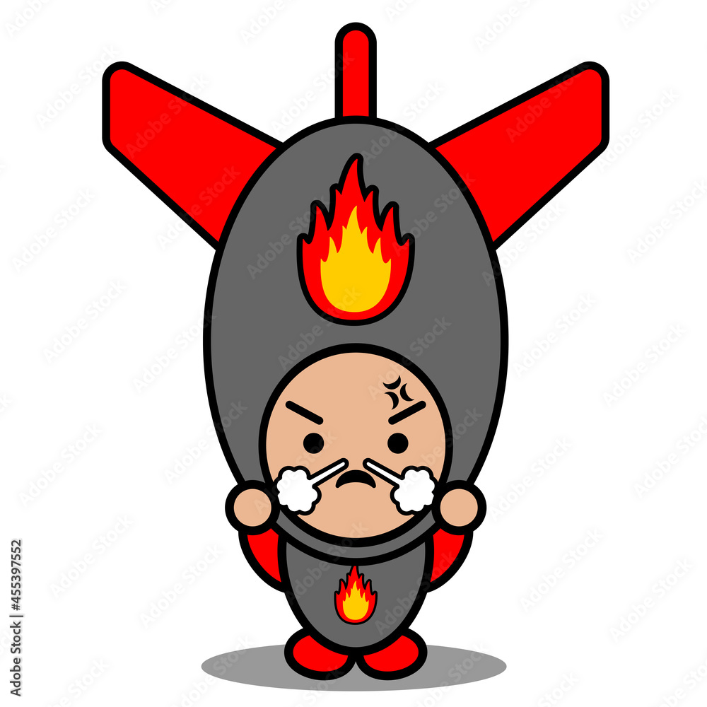 Fototapeta premium cartoon doodle vector cute character nuclear bomb mascot costume with annoyed expression