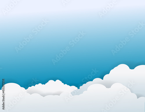 White clouds seamless pattern light blue sky and holiday background.