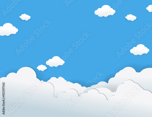 White clouds seamless pattern light blue sky and holiday background.