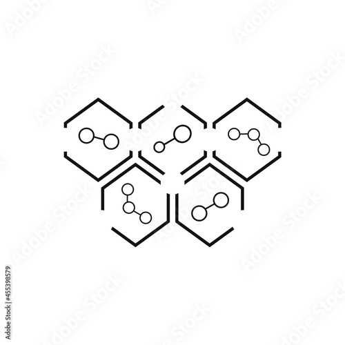 a collection of molecules in several truncated hexagons