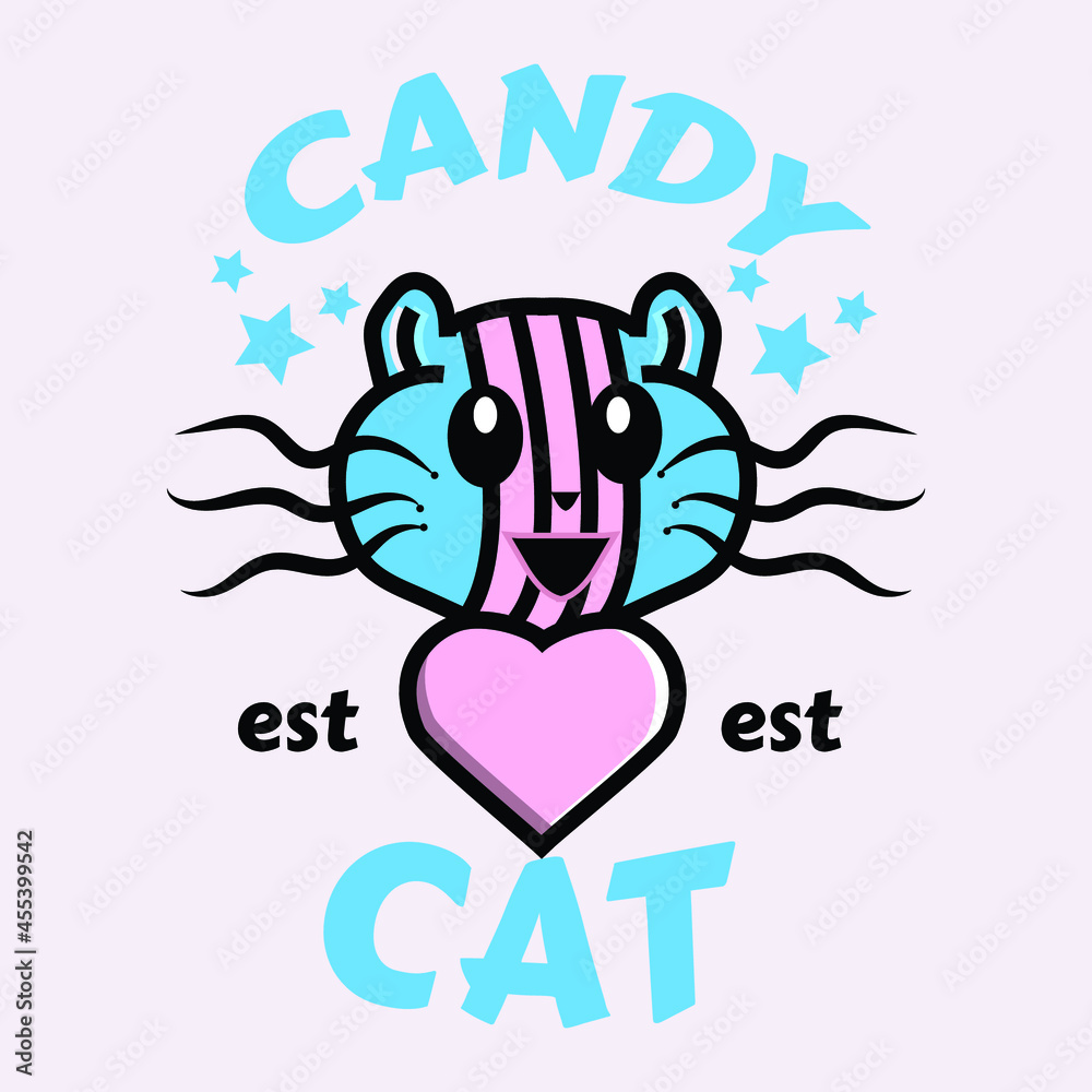 cute cat logo with style for candy logo