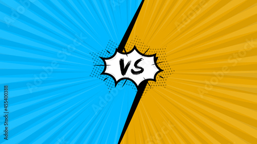 Pop art comic background with Versus Illustration. Cartoon Vector Illustration on Blue and Orange. Versus Vector Illustration
