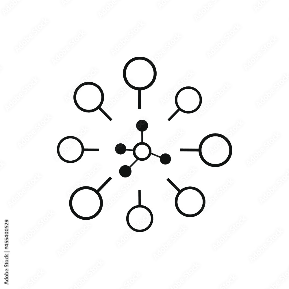 the molecule in the center of several lines connected to the circle the molecule in the center of several lines connected to the circle