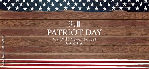 We will never forget, Patriot day USA, September 11 memorial card