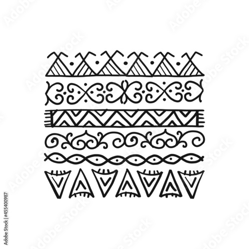 Ethnic handmade ornament, Folk Nordic frame for your design