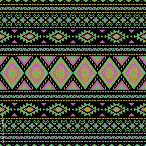 Gemetric ethnic seamless pattern traditional. Design for background,carpet,wallpaper,clothing,wrapping,batic,fabric,vector illustraion.embroidery style.