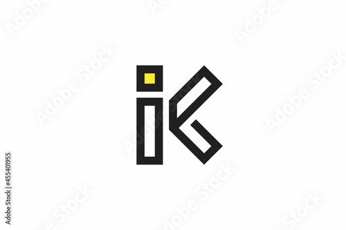 modern letter I combined K logo, monogram style vector graphic