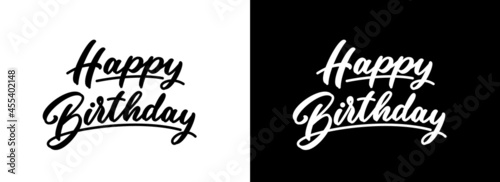 Happy Birthday handwritten calligraphic text. Vector greeting lettering for banner, card, and poster design. Holiday typography.