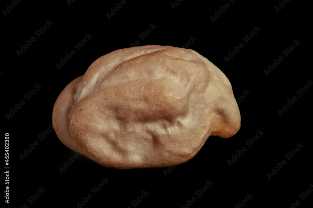 Extreme close up shot of Chick pea isolated on black background created with multi photo focus stack.