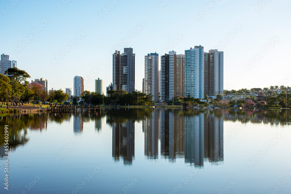 buildings with lake reflection in Mato Grosso do Sul