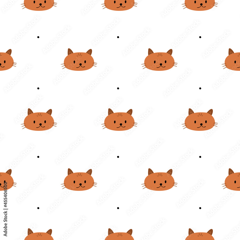 Funny Cats. Abstract seamless pattern background