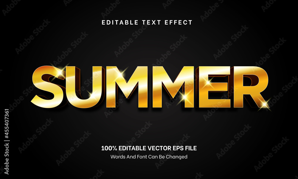 Gold 3D Summer Shine Editable Text Effect, Editable Font Style Theme