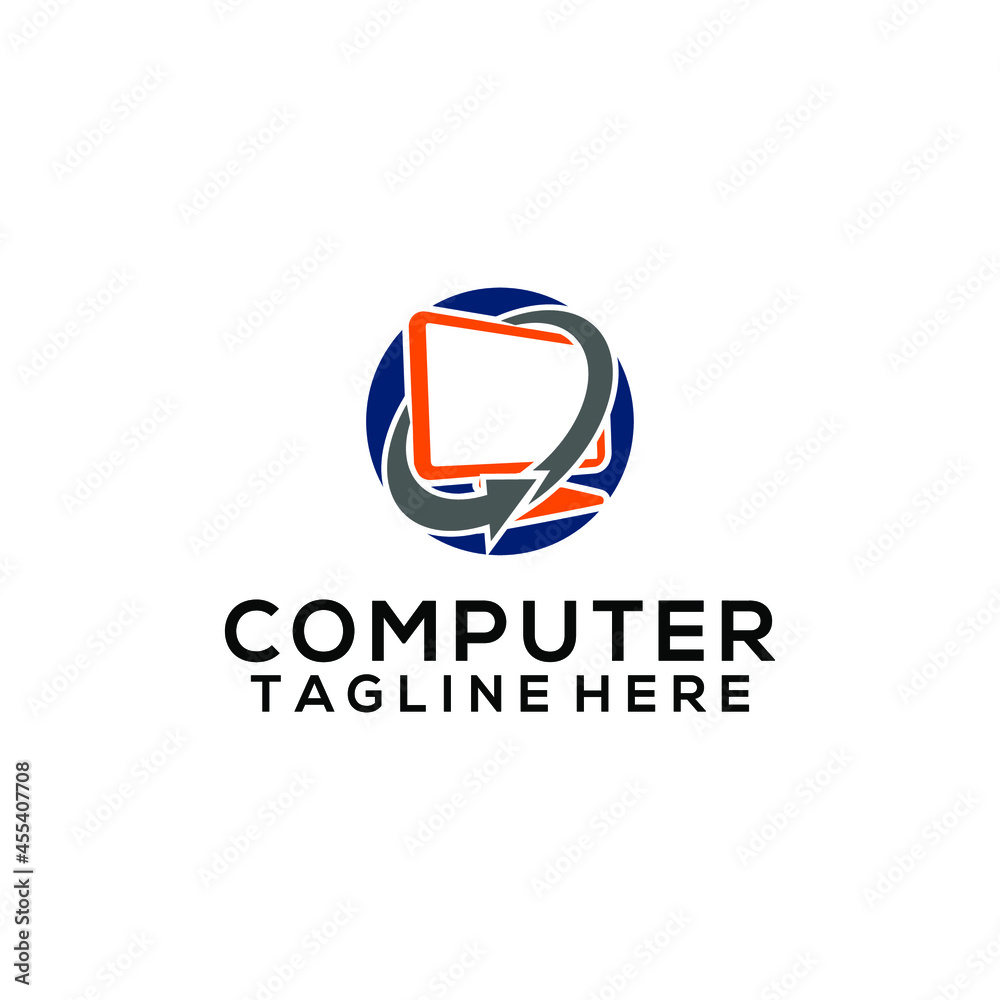 Computer logo concept isolated in white background Computer logo concept isolated in white background