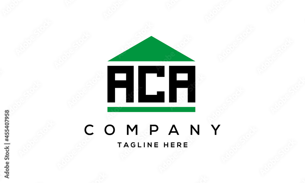 ACA three letter house for real estate logo design