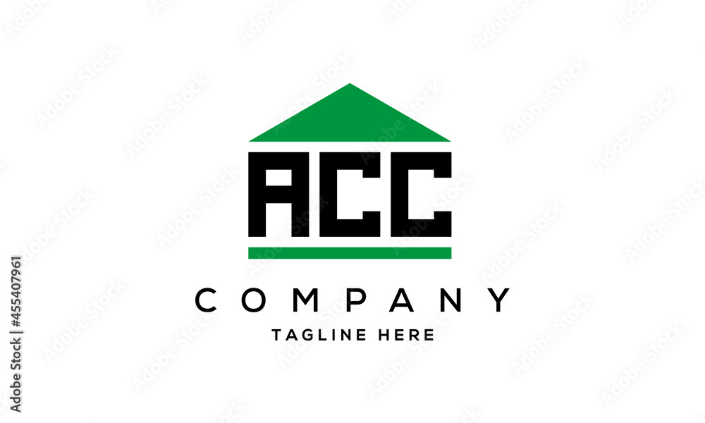 ACC three letter house for real estate logo design