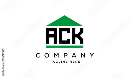 ACK three letter house for real estate logo design