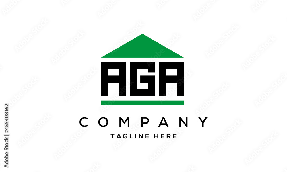 AGA three letter house for real estate logo design