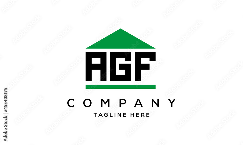 AGF three letter house for real estate logo design