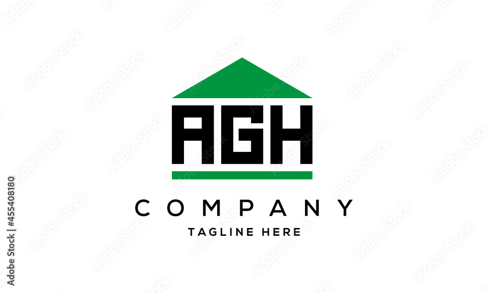 AGH three letter house for real estate logo design AGH three letter house for real estate logo design