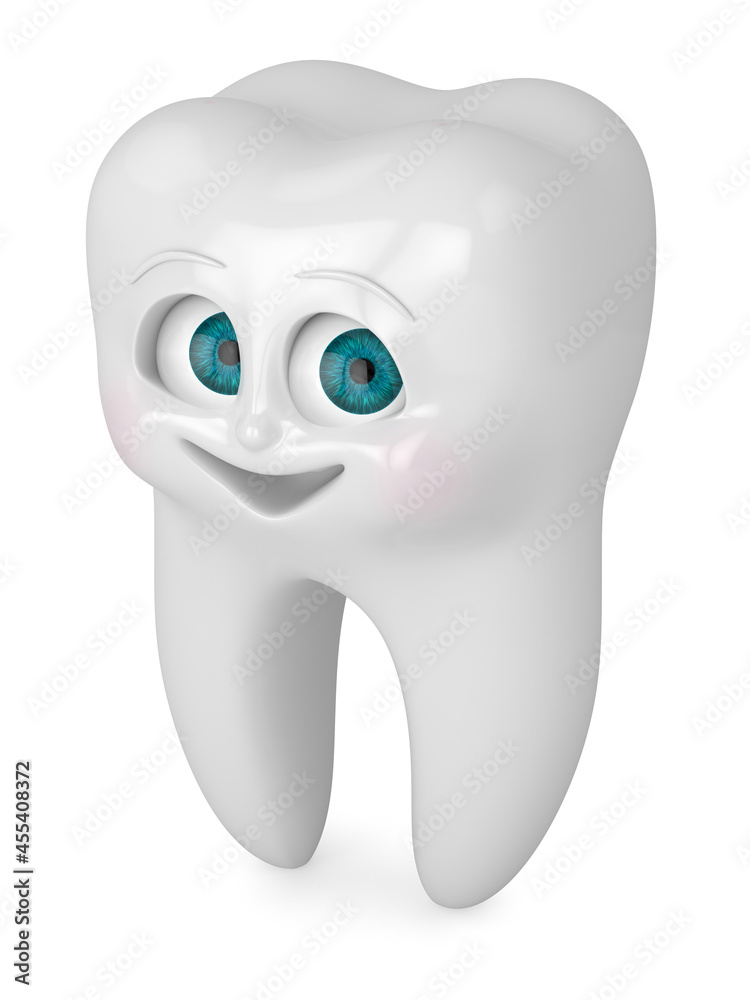 3D render of cartoon Mr Tooth isolated over white background 3D render of cartoon Mr Tooth isolated over white background