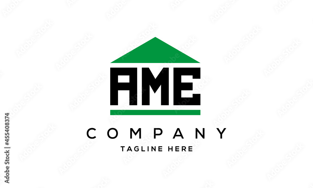 AME three letter house for real estate logo design