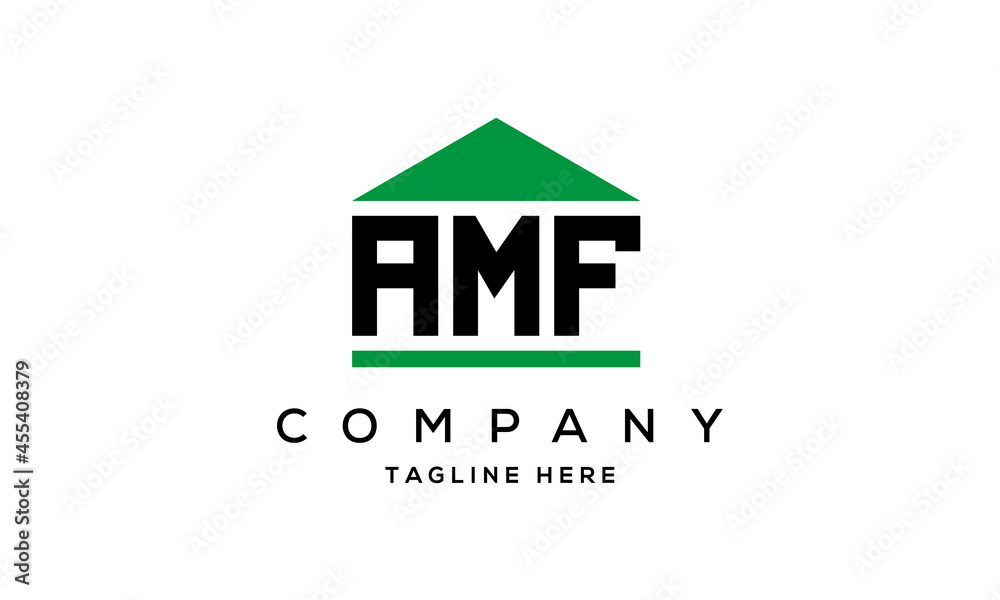 AMF three letter house for real estate logo design AMF three letter house for real estate logo design