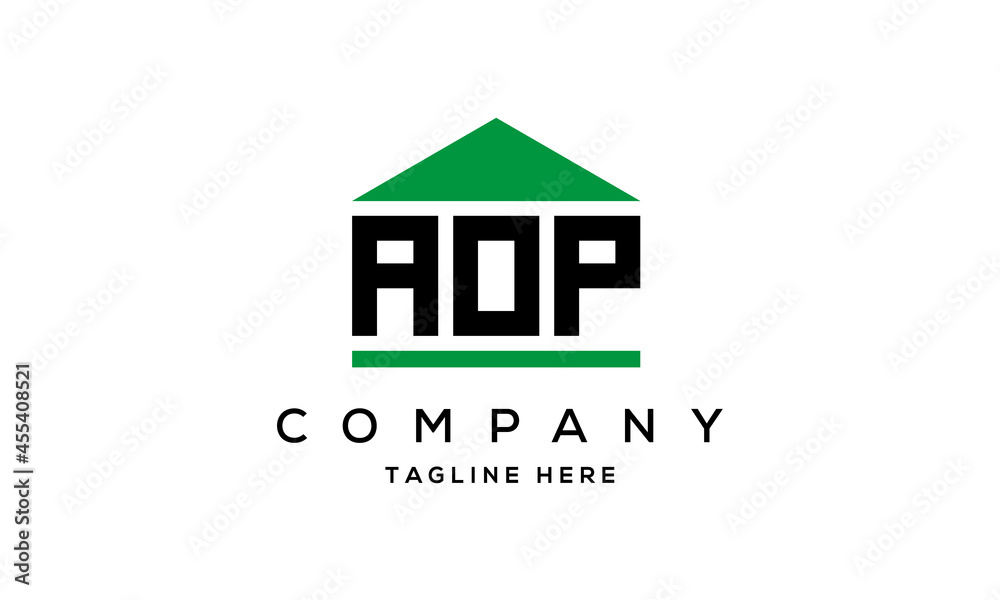 AOP three letter house for real estate logo design